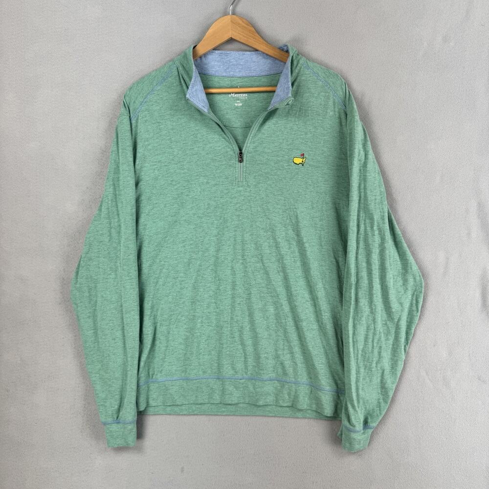 Masters Golf Sweatshirt Mens 2XL Green 1/4 Zip Tech Augusta National Logo